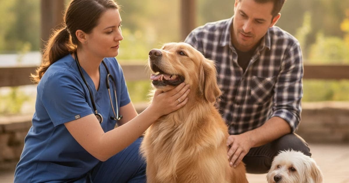 A dog being cared for at home, illustrating dog head bobbing while walking: when to see a vet