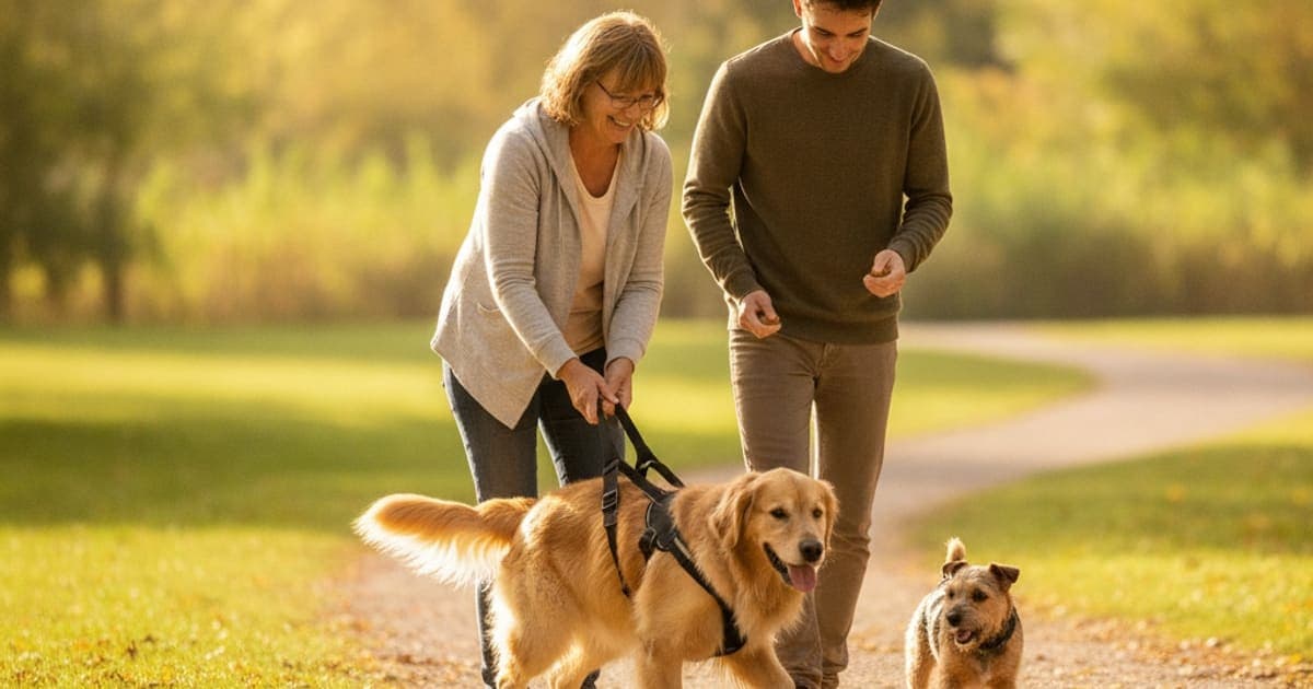 A dog being cared for at home, illustrating dog hind end weakness recovery time: what to expect