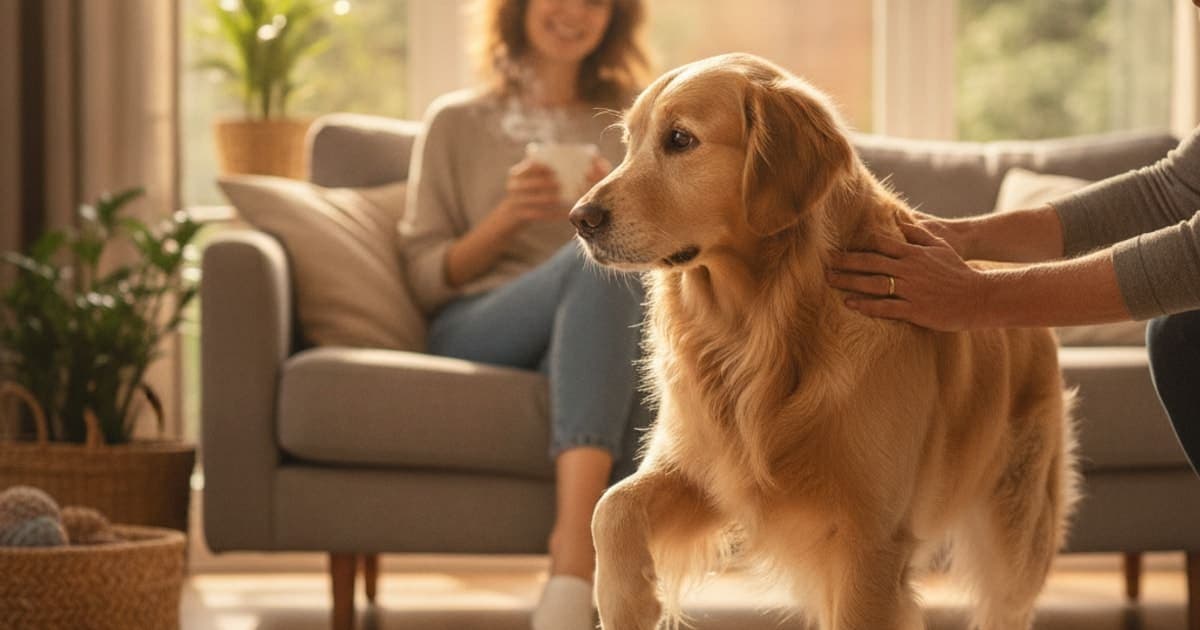 A dog being cared for at home, illustrating dog holding up a back leg: home remedies that help