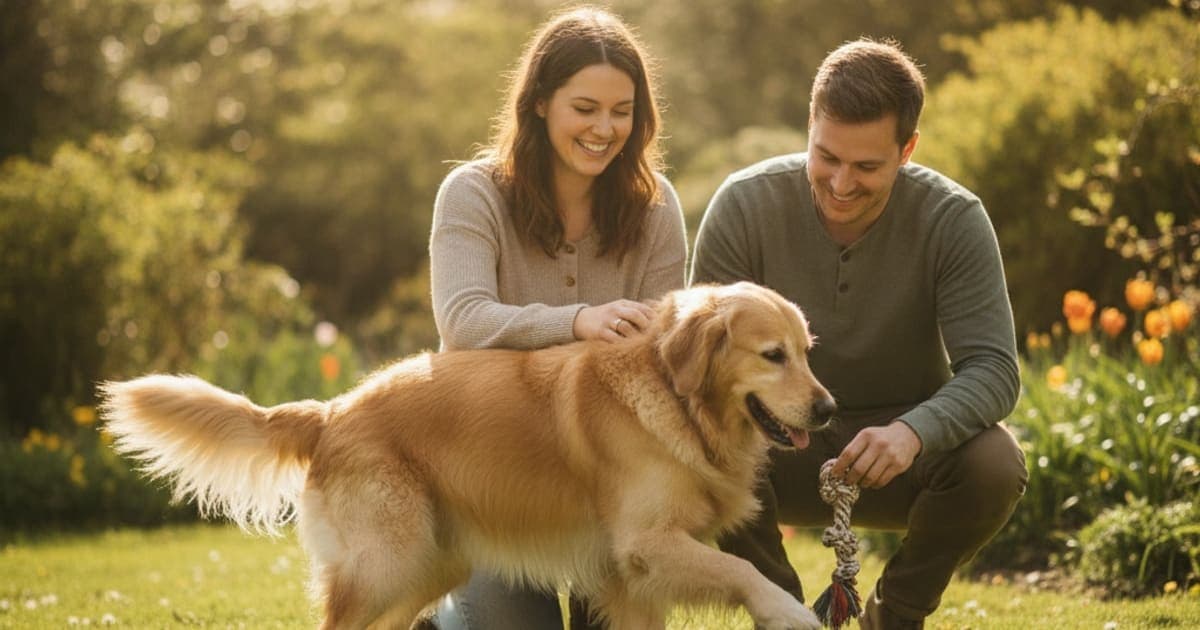 A dog being cared for at home, illustrating dog holding up a back leg: what it usually means