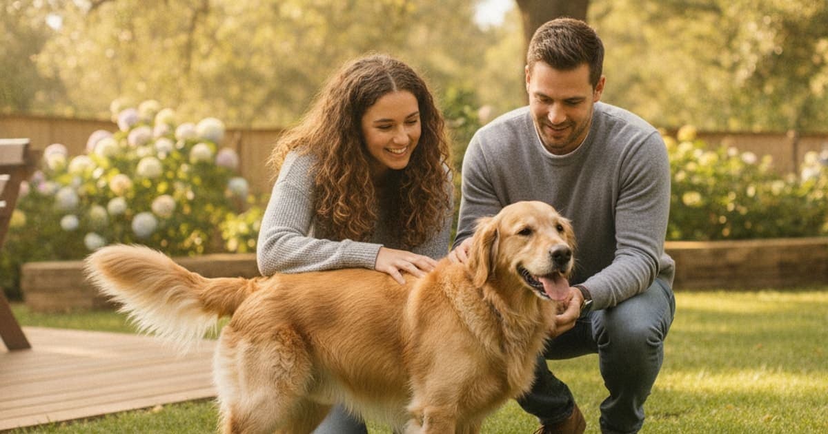 A dog being cared for at home, illustrating dog holding up a back leg: when to see a vet