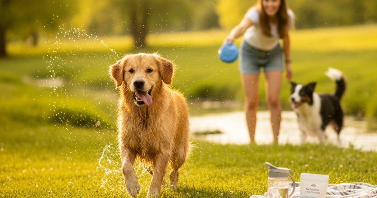 A dog being cared for at home, illustrating dog hydration supplements