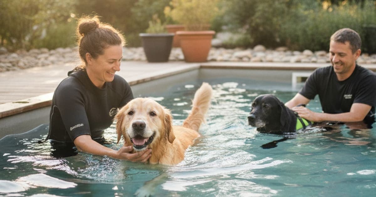 A dog being cared for at home, illustrating why is hydrotherapy good for dogs? (joint health explained)