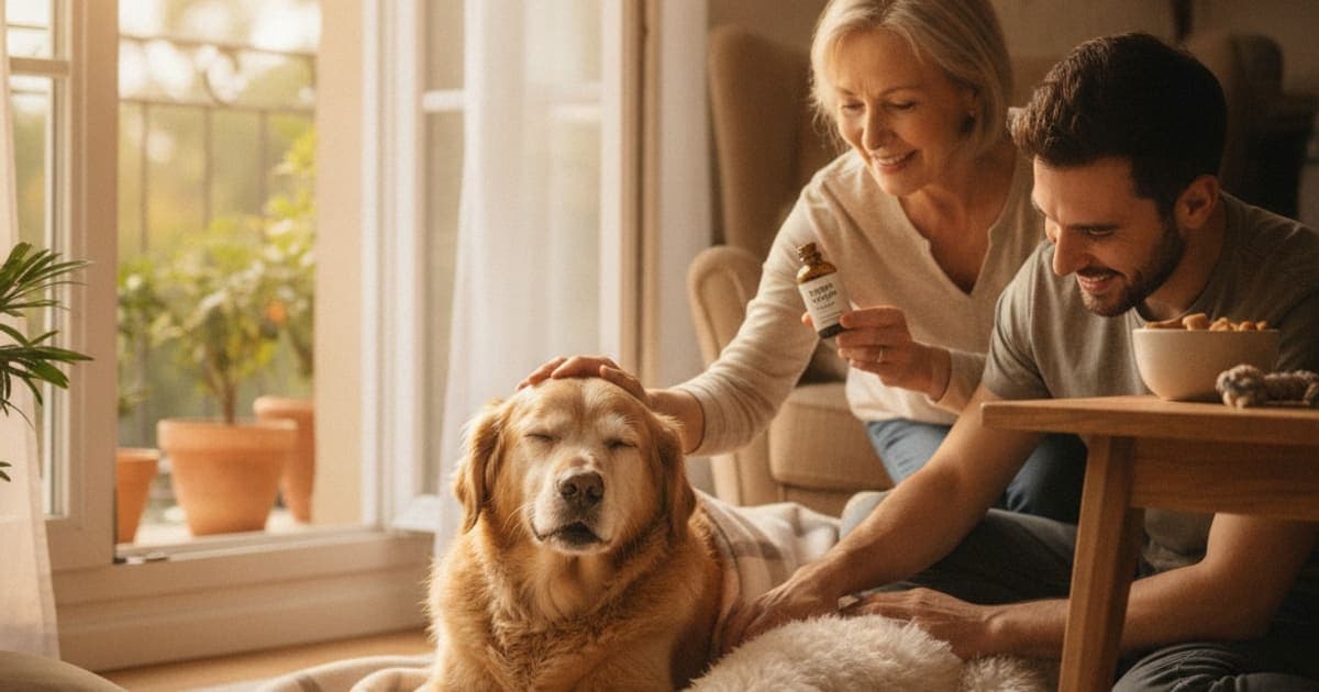 A dog being cared for at home, illustrating dog incontinence supplements