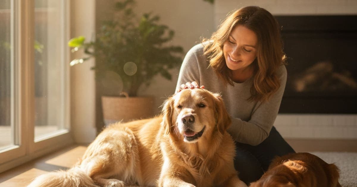 A dog being cared for at home, illustrating dog inflammation recovery time: realistic expectations