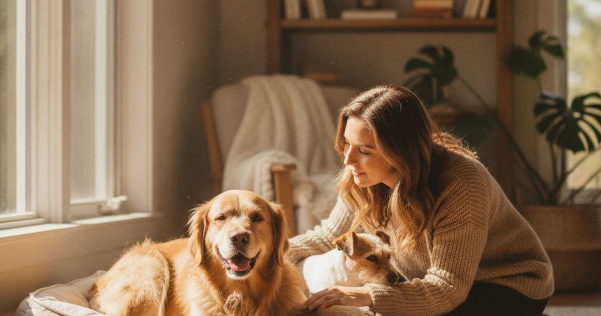 A dog being cared for at home, illustrating dog intermittent limping: home remedies that help