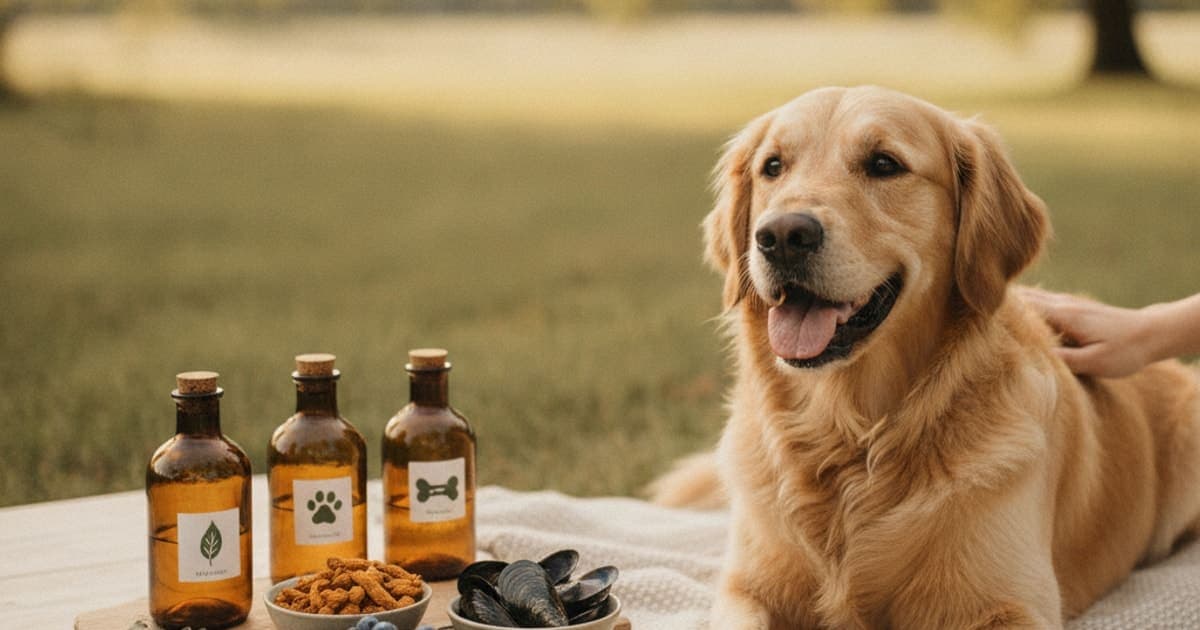 A dog being cared for at home, illustrating dog joint supplement for large breeds: what matters