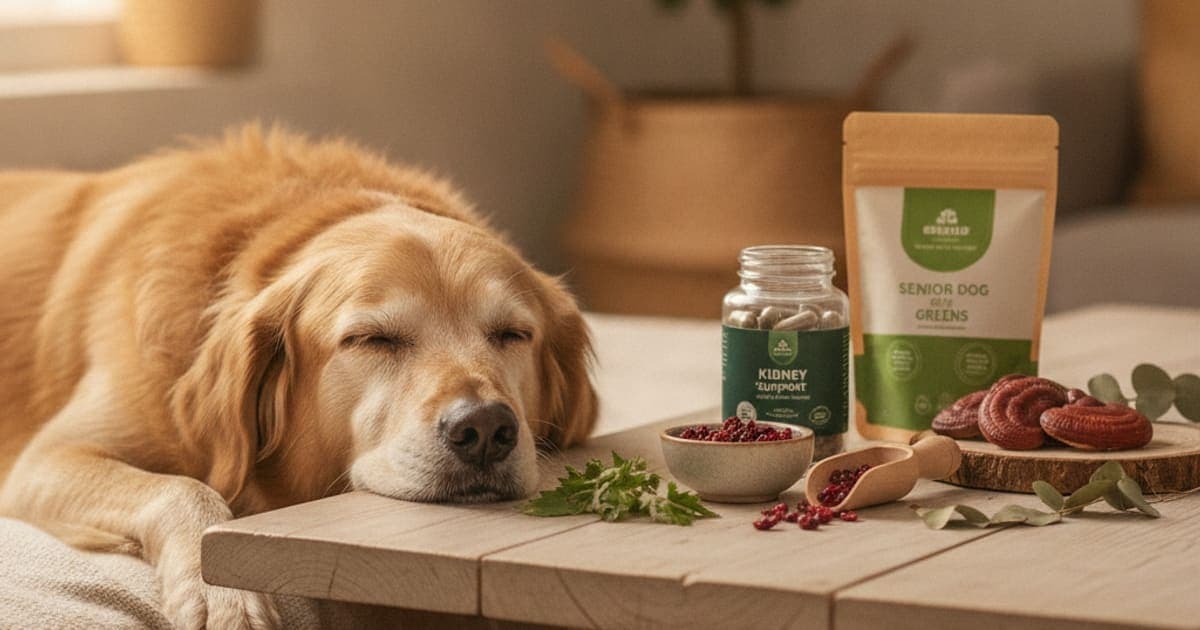 A dog being cared for at home, illustrating dog kidney health supplements: what supports aging kidneys