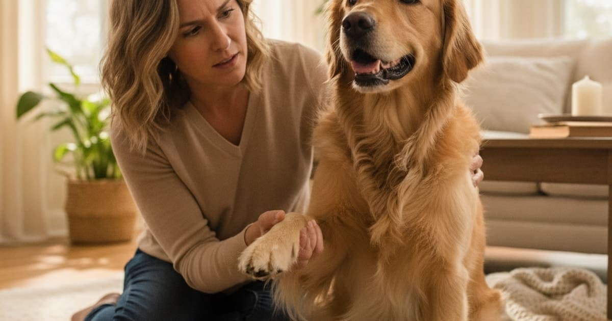 A dog being cared for at home, illustrating why is my dog knuckling over? (causes and what to do)