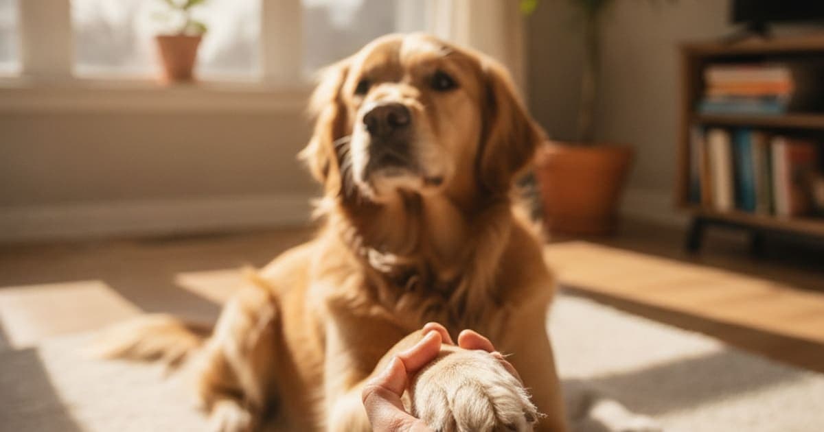 A dog being cared for at home, illustrating dog knuckling over: when to see a vet
