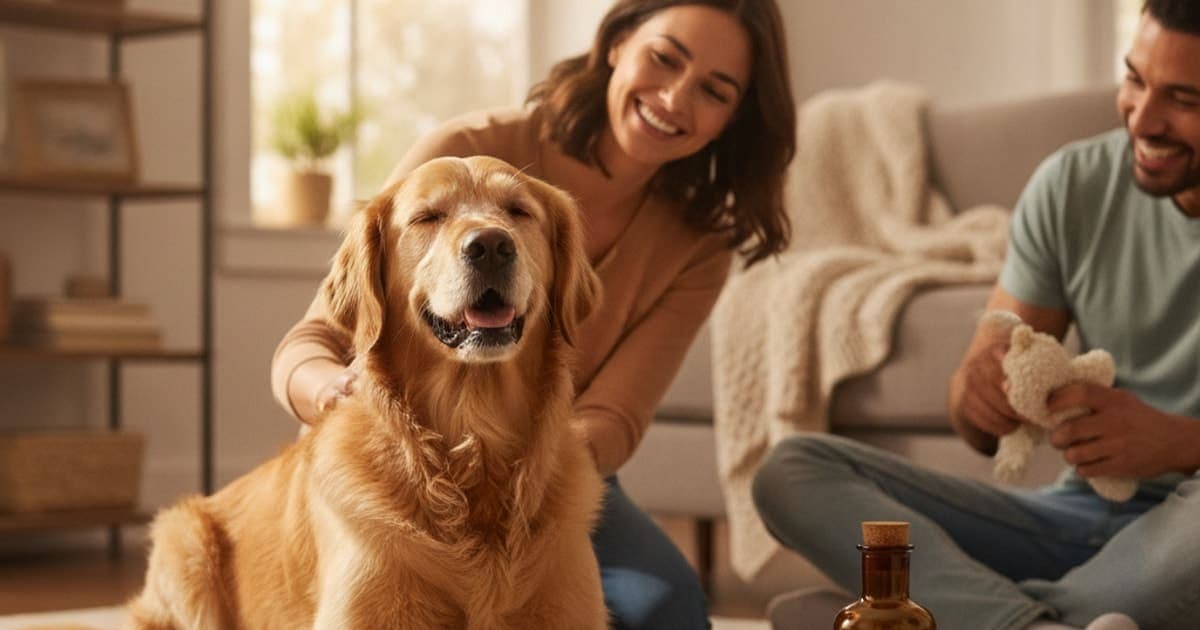 A dog being cared for at home, illustrating dog leaky gut supplements