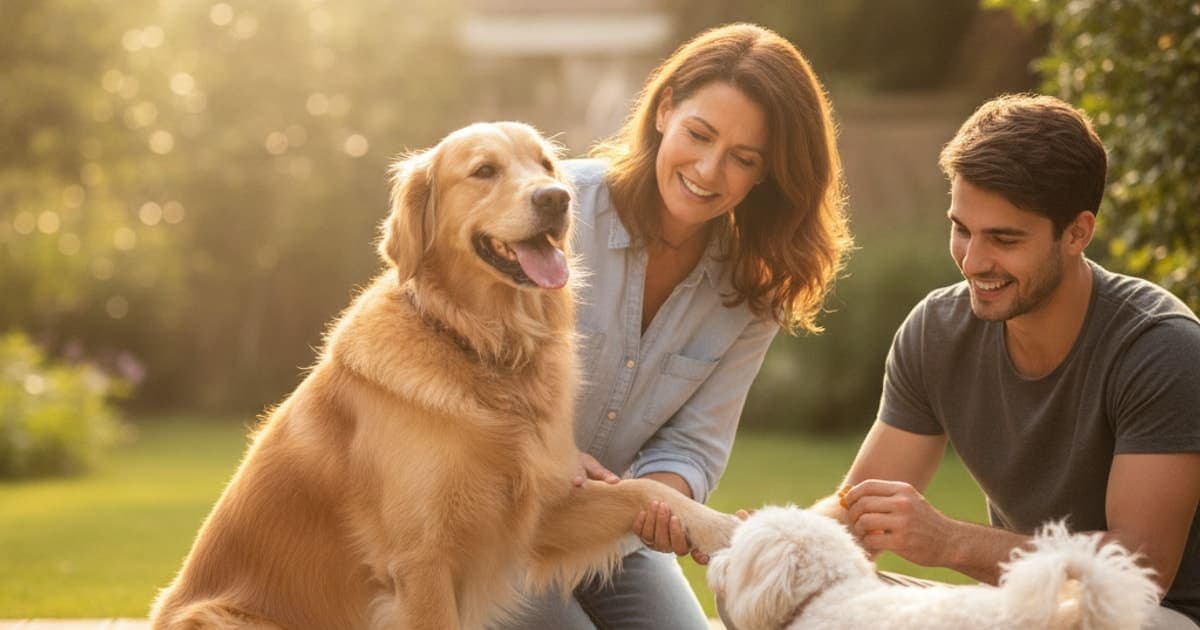 A dog being cared for at home, illustrating dog limping after exercise: what it usually means