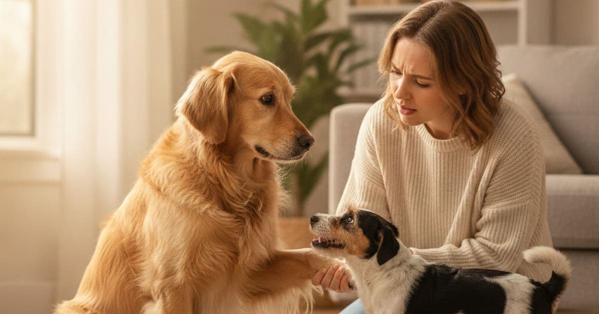 A dog being cared for at home, illustrating dog limping on a front leg: when to see a vet