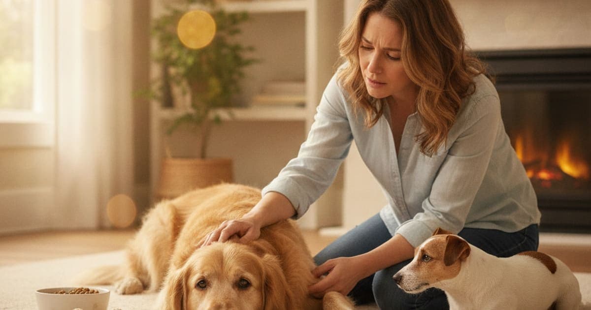 A dog being cared for at home, illustrating dog loss of appetite with pain: what it usually means