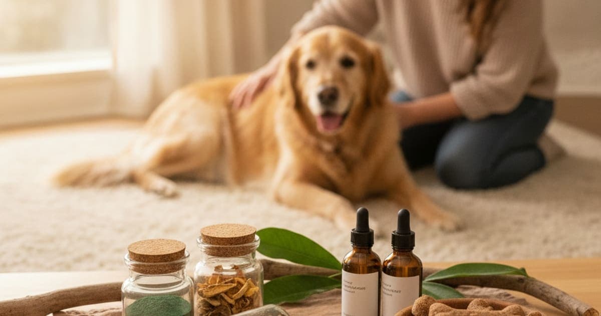 A dog being cared for at home, illustrating dog muscle atrophy supplements: what supports rebuilding