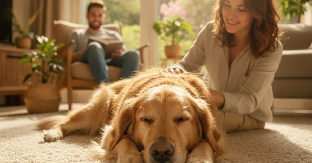 A dog being cared for at home, illustrating dog not wanting to play: what it usually means