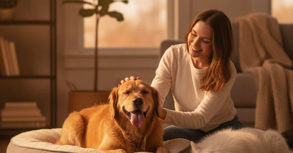 A dog being cared for at home, illustrating dog panting at night: what it usually means