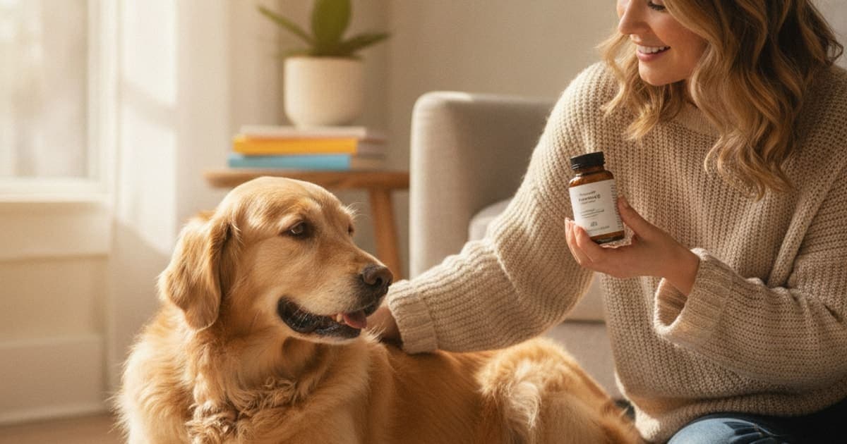 A dog being cared for at home, illustrating dog pregnancy supplements