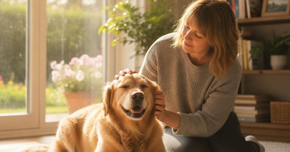 A dog being cared for at home, illustrating dog reduced stamina recovery time: what to expect