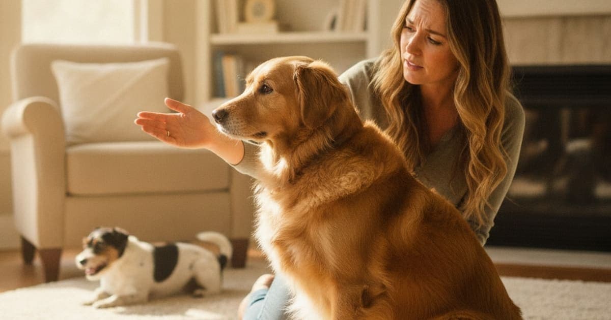 A dog being cared for at home, illustrating dog reluctant to be touched: when to see a vet
