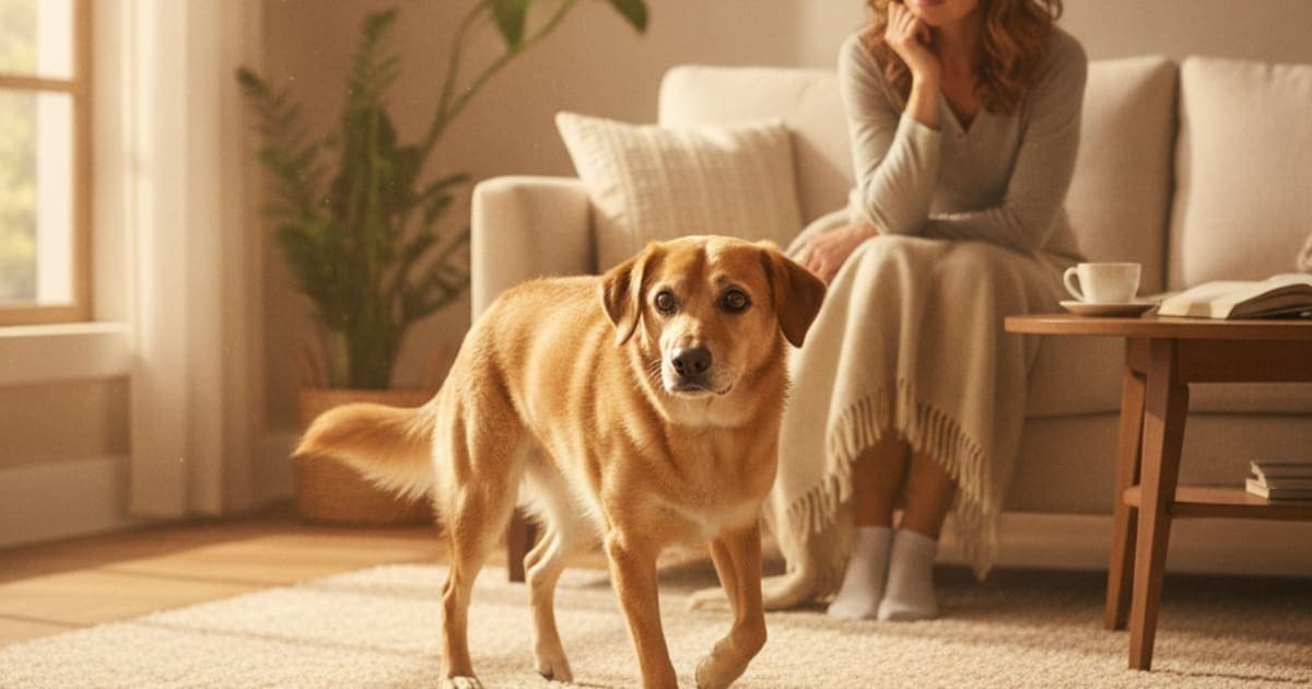 A dog being cared for at home, illustrating dog restless at night: when to see a vet