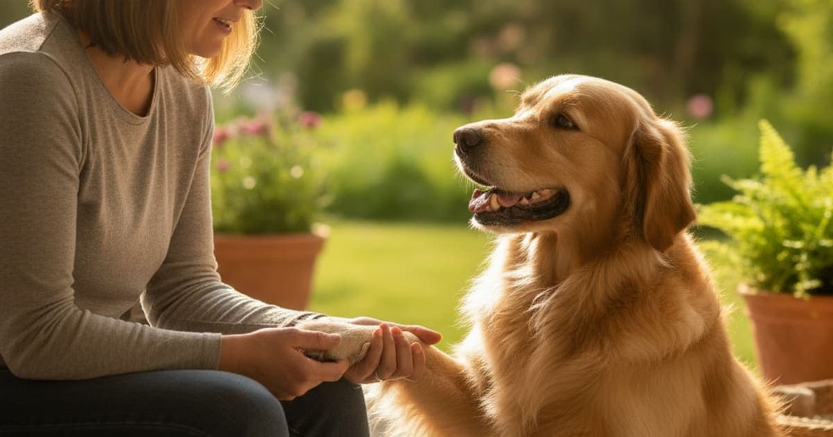 A dog being cared for at home, illustrating dog scuffing back nails: when to see a vet