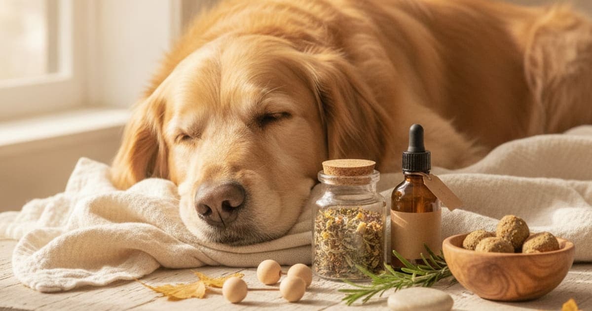 A dog being cared for at home, illustrating dog seizure supplements: what the research actually says