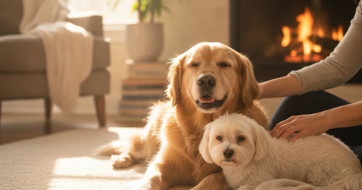 A dog being cared for at home, illustrating dog sensitive lower back: home remedies that help