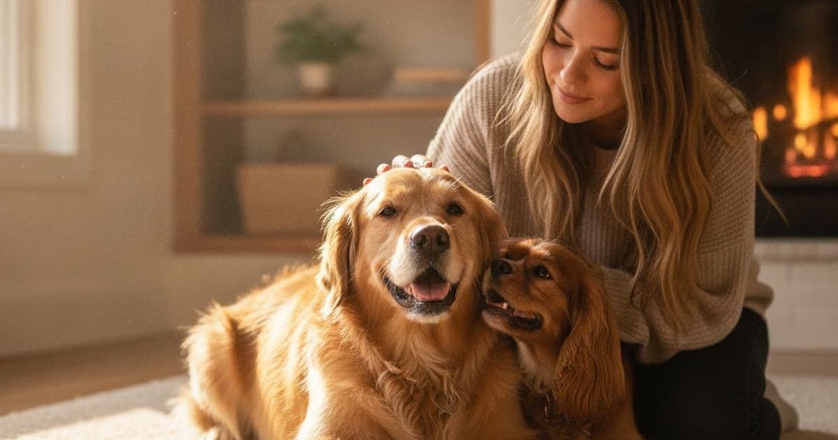A dog being cared for at home, illustrating dog sesamoid fracture recovery time: realistic expectations
