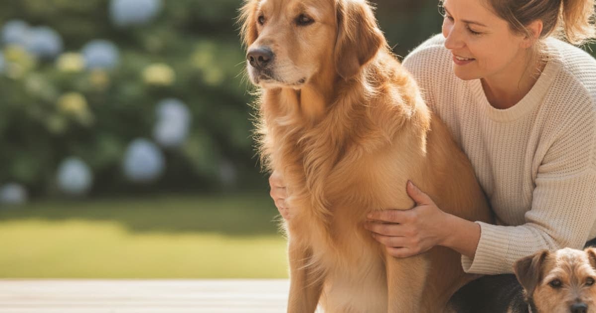 A dog being cared for at home, illustrating dog shaking in the back legs: what it usually means