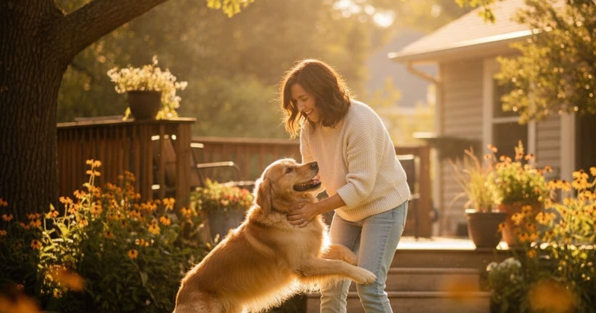 A dog being cared for at home, illustrating dog shoulder instability recovery time: what to expect