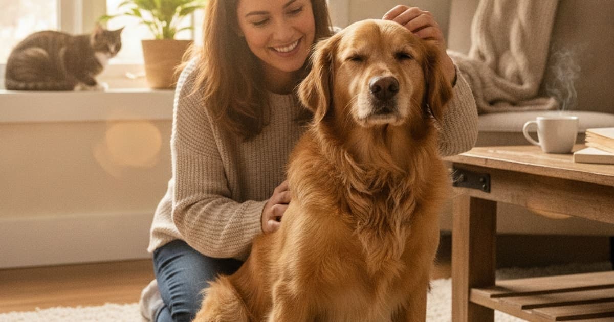 A dog being cared for at home, illustrating dog sitting with a leg out to the side: home remedies