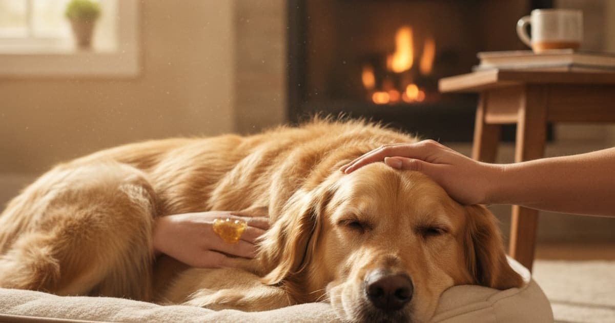 A dog being cared for at home, illustrating dog sore after the dog park: home remedies that help
