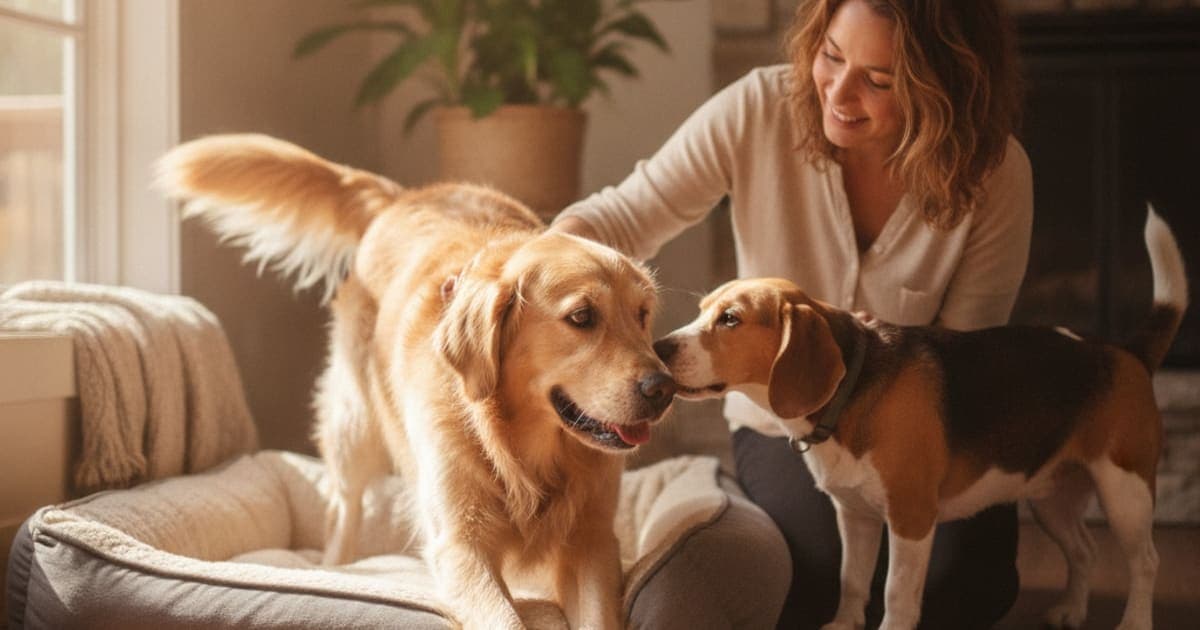 A dog being cared for at home, illustrating why is my dog so stiff when he sleeps? (causes explained)