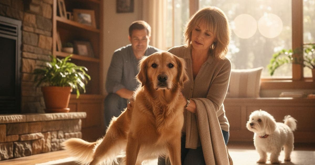 A dog being cared for at home, illustrating dog struggling to squat: what it usually means