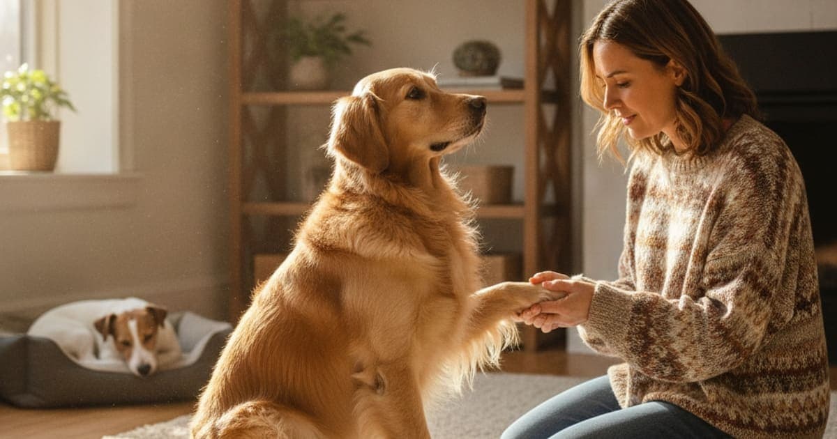 A dog being cared for at home, illustrating dog sudden limping: when to see a vet