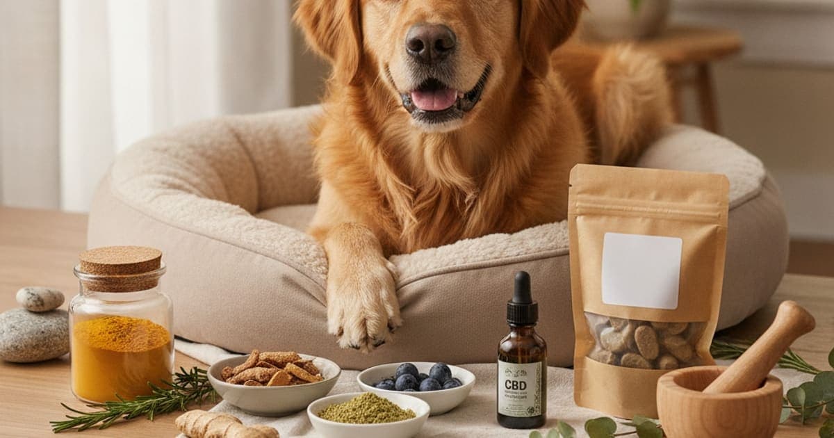 A dog being cared for at home, illustrating dog supplements for inflammation: what to look for