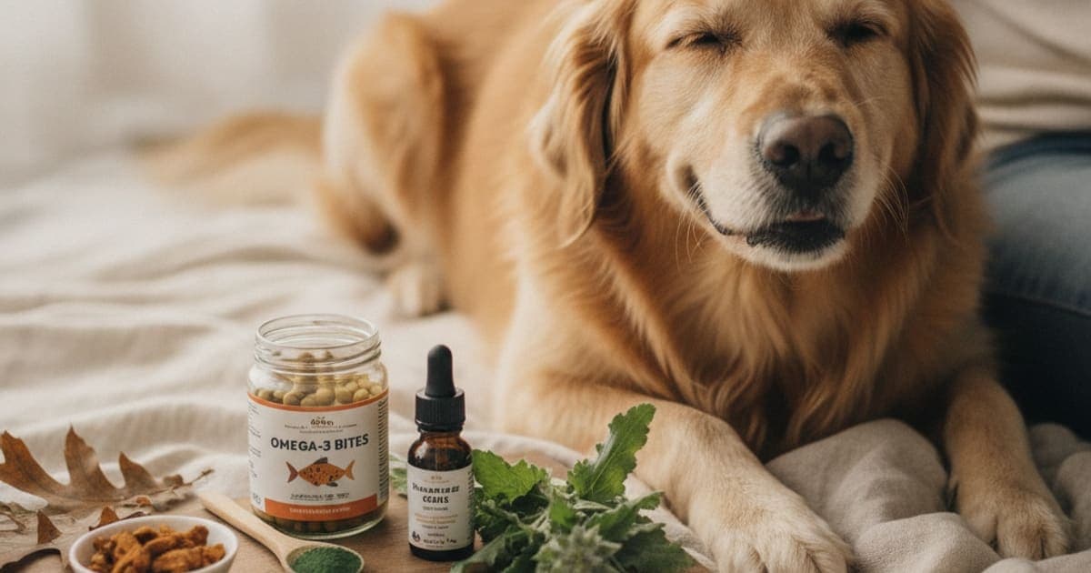 A dog being cared for at home, illustrating dog supplements for itching: what to look for
