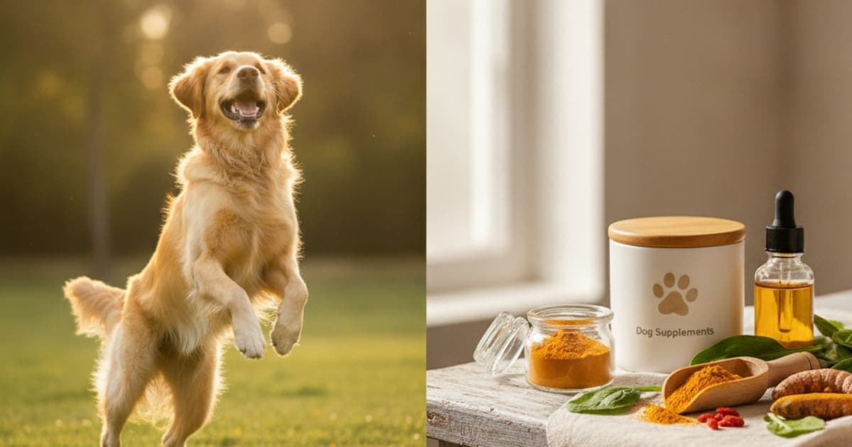 A dog being cared for at home, illustrating dog supplements with turmeric