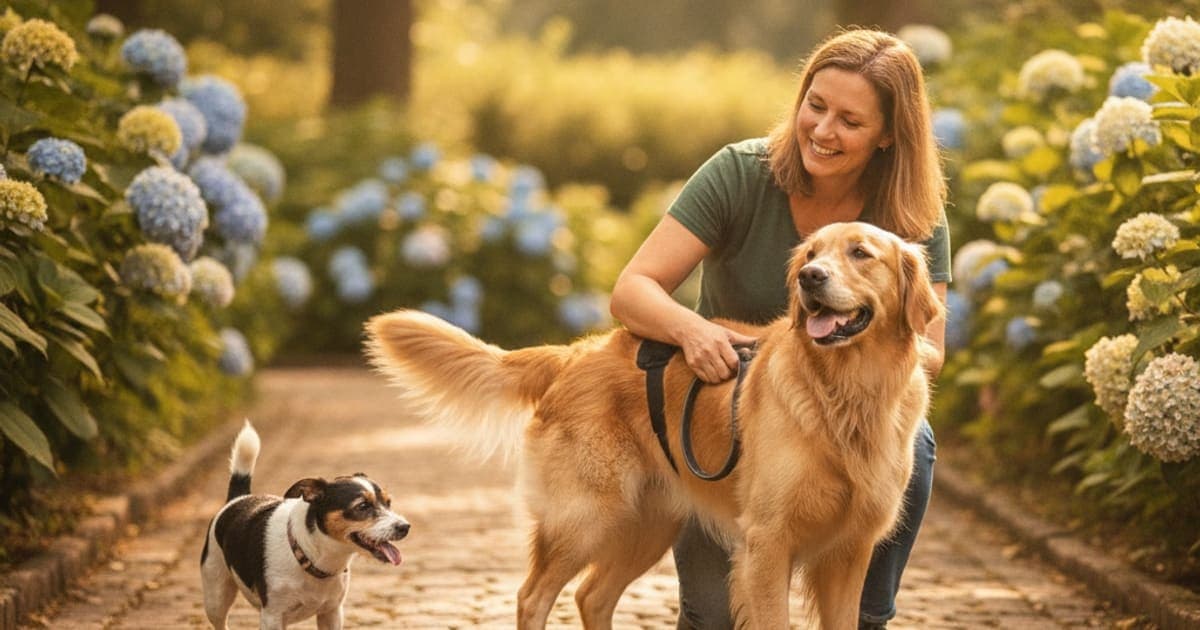 A dog being cared for at home, illustrating dog tplo surgery recovery: realistic timeline