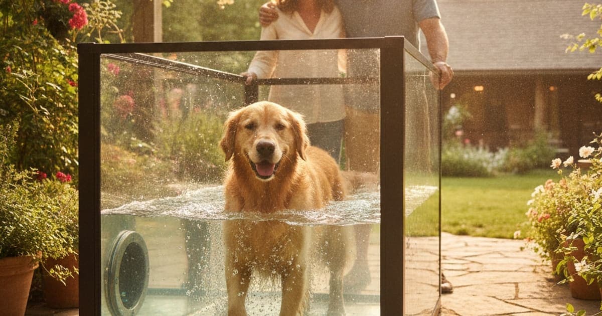 A dog being cared for at home, illustrating dog treadmill for joint health