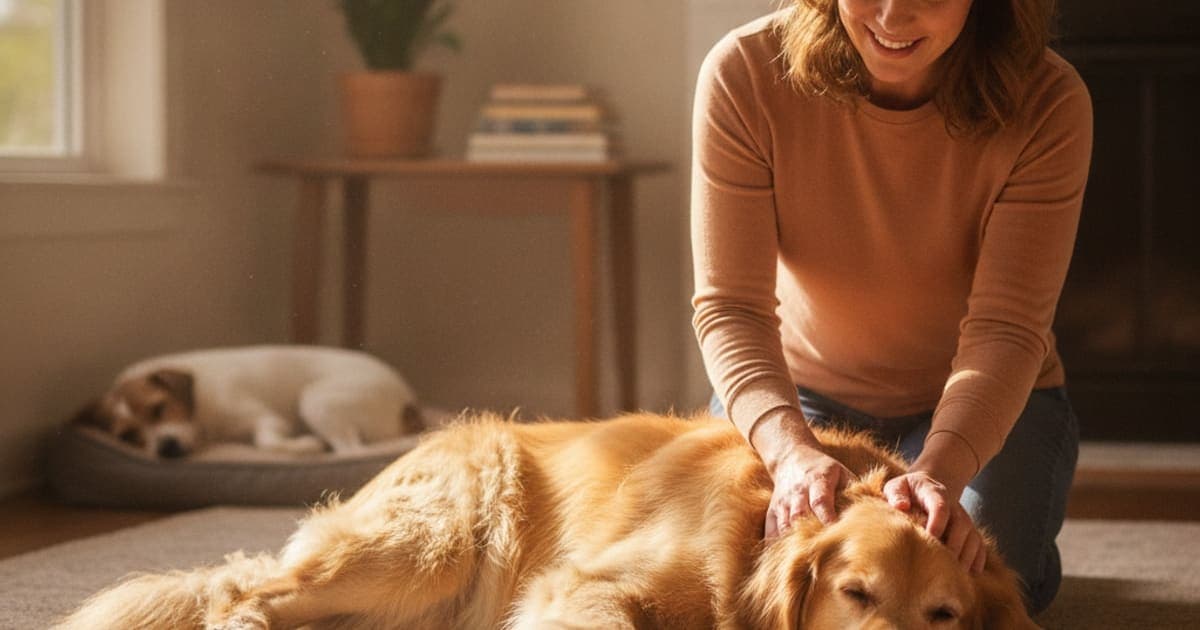 A dog being cared for at home, illustrating dog uneven gait: home remedies that actually help