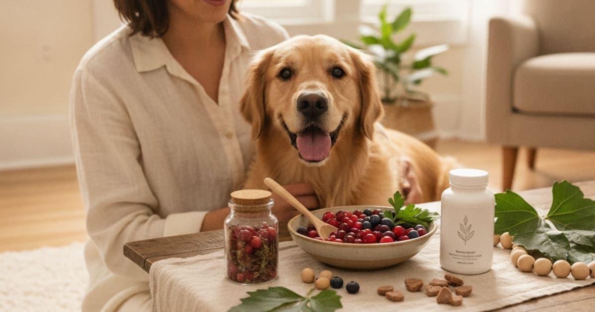 A dog being cared for at home, illustrating dog uti supplements: what they support, what they don't
