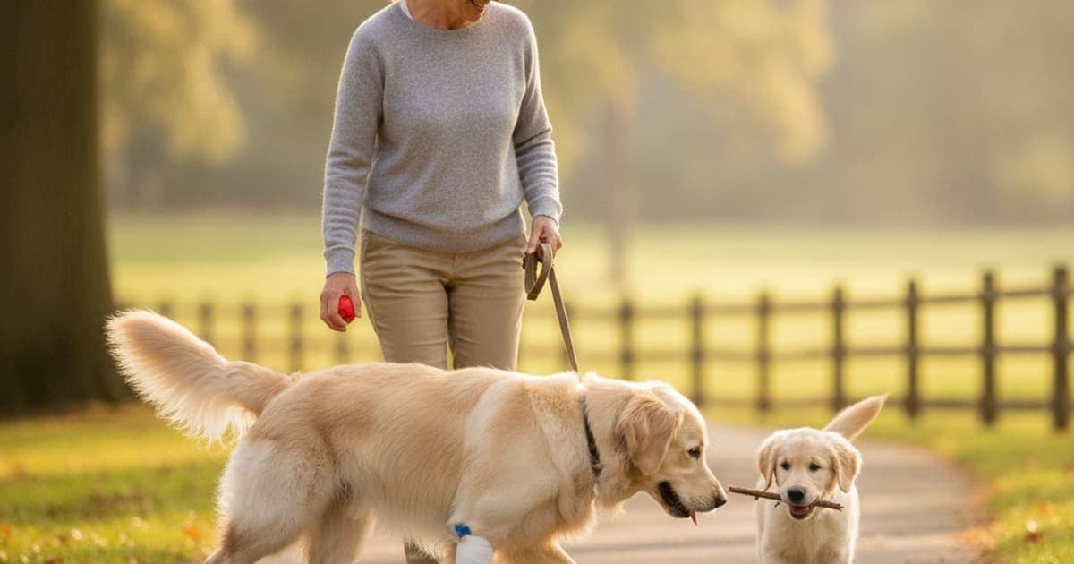 A dog being cared for at home, illustrating dog limping after surgery
