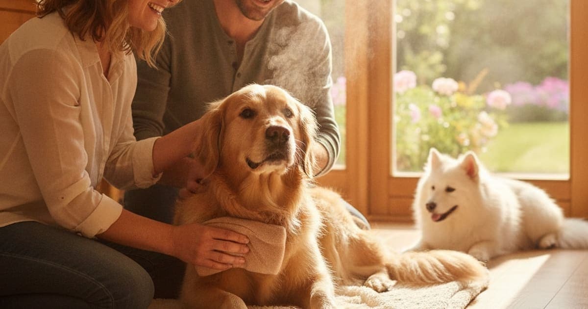 A dog being cared for at home, illustrating dog warm joint: home remedies that actually help