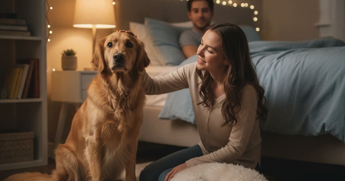 A dog being cared for at home, illustrating dog whining at night: what it usually means