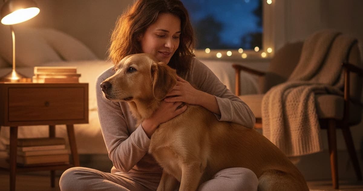 A dog being cared for at home, illustrating dog whining at night: when to see a vet