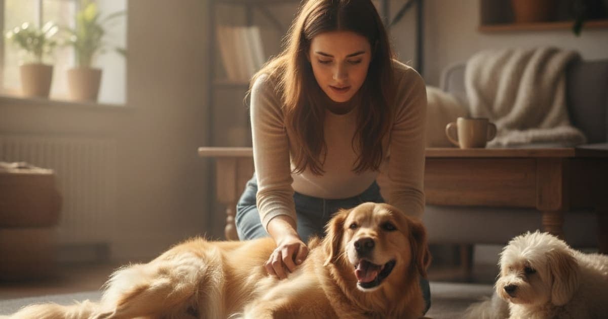 A dog being cared for at home, illustrating dog wobbly back end: when to see a vet