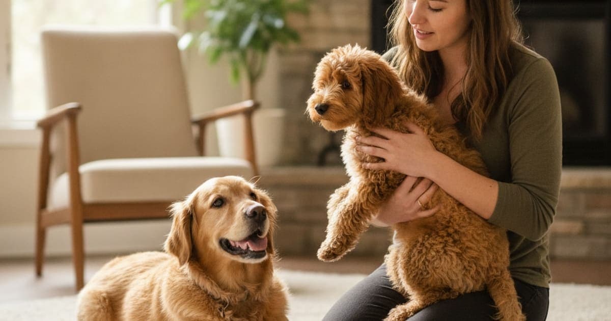 A dog being cared for at home, illustrating dog yelping when picked up: what it usually means