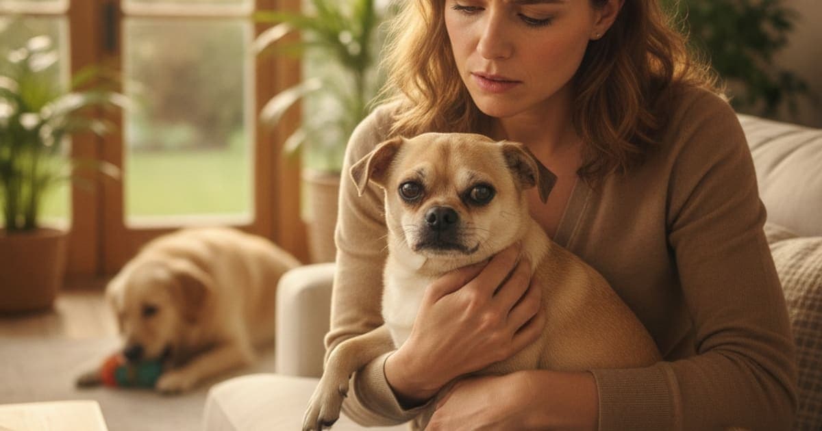 A dog being cared for at home, illustrating dog yelping when picked up: when to see a vet